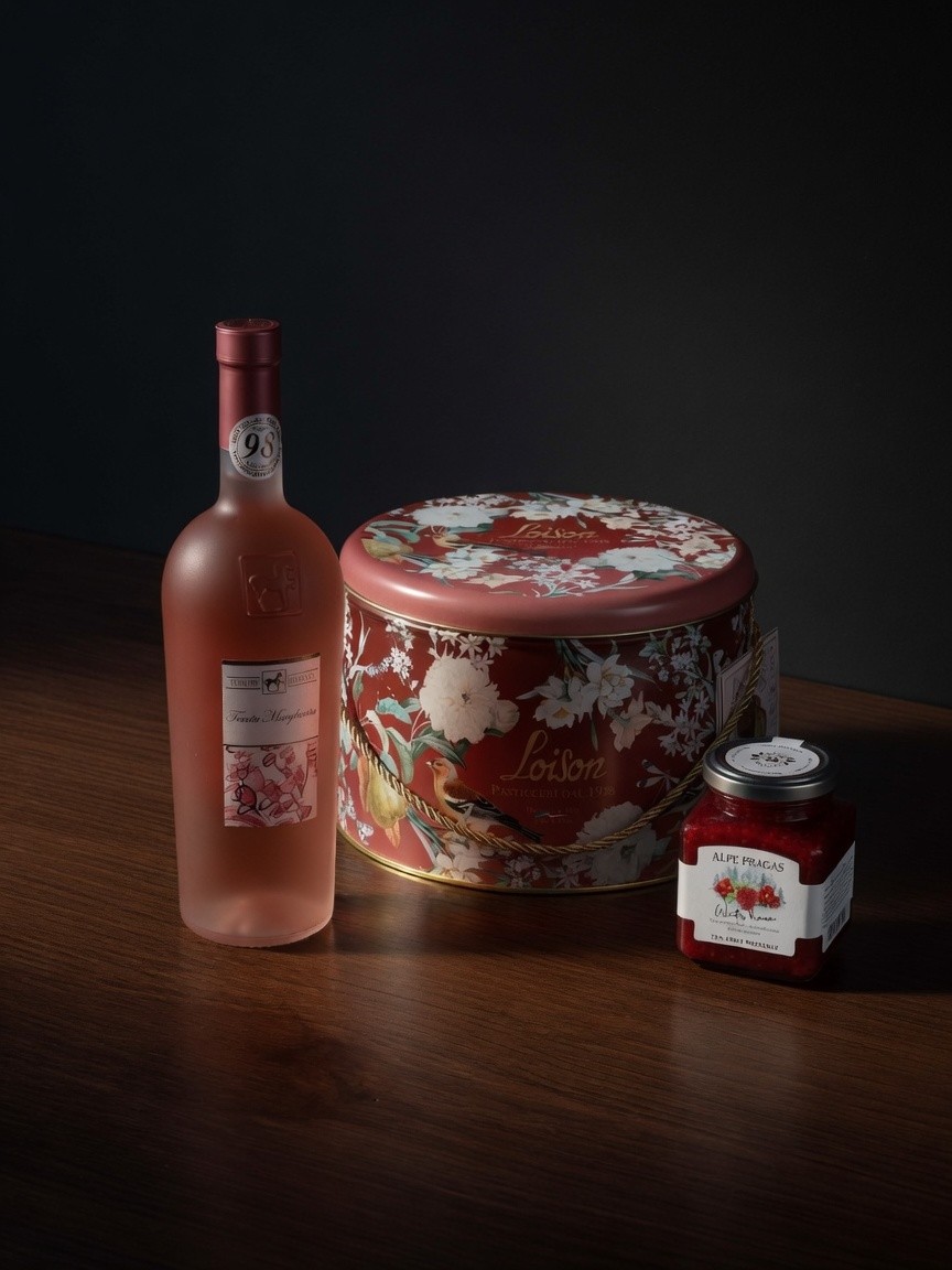 Zestaw Giardino: czerwona puszka Loison, rosato, Winter Dream